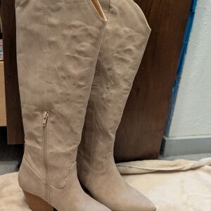 Qupid Tan Over the Knee Boots